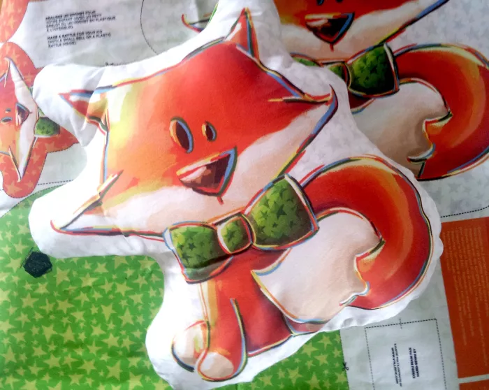 Coupon tissu Sans substances nocives à découper et coudre pour fabrication coussin animal (ou bouillotte sèche) renard + guirlan