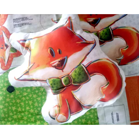 Coupon tissu Sans substances nocives à découper et coudre pour fabrication coussin animal (ou bouillotte sèche) renard + guirlan