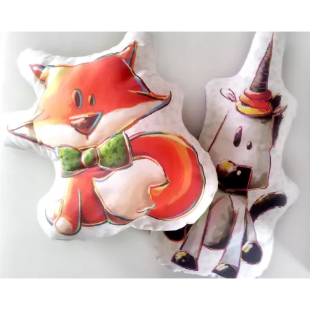 Coupon tissu Sans substances nocives à découper et coudre pour fabrication coussin animal (ou bouillotte sèche) renard + guirlan