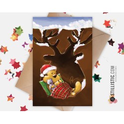 Carte de voeux papier 350g avec Illustration Originale Bébé Marmotte pour Noël Nouvel An Fêtes de fin d'année