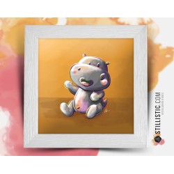 Cadre carré avec Illustration Hippopotame pour Chambre Enfant bébé 25x25cm