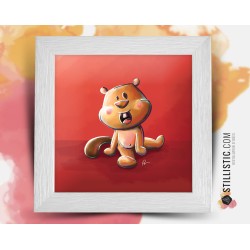 Cadre carré avec Illustration Castor pour Chambre Enfant bébé 25x25cm