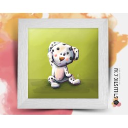 Cadre carré avec Illustration Dalmatien pour Chambre Enfant bébé 25x25cm