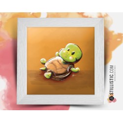 Cadre carré avec Illustration Tortue pour Chambre Enfant bébé 25x25cm