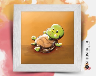 Cadre carré avec Illustration Tortue pour Chambre Enfant bébé 25x25cm