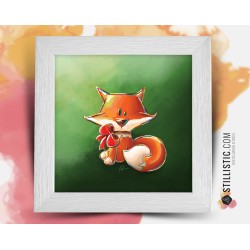 Cadre carré avec Illustration Petit renard pour Chambre Enfant bébé 25x25cm