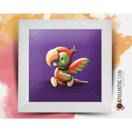 Cadre carré avec Illustration Perroquet pour Chambre Enfant bébé 25x25cm