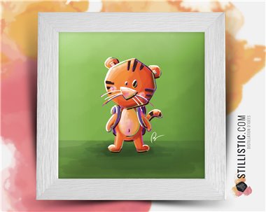 Cadre carré avec Illustration Tigre pour Chambre Enfant bébé 25x25cm