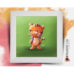 Cadre carré avec Illustration Tigre pour Chambre Enfant bébé 25x25cm