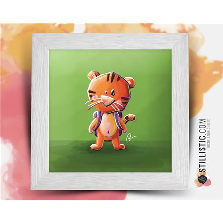 Cadre carré avec Illustration Tigre pour Chambre Enfant bébé 25x25cm