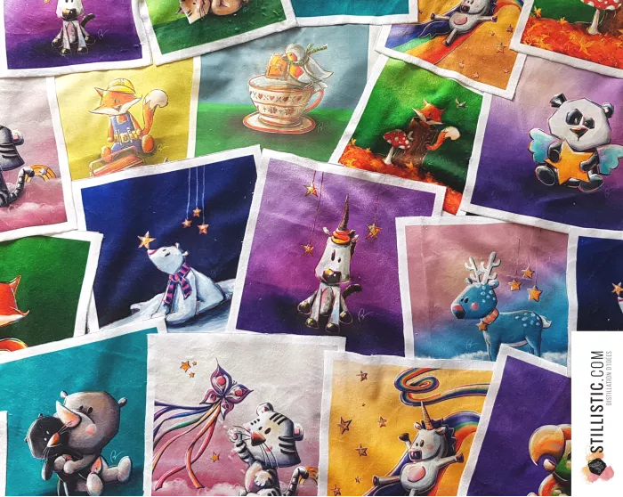 Coupon illustré Renard forêt coton ou minky