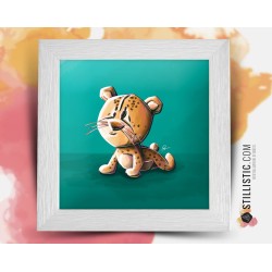 Cadre carré avec Illustration Guépard pour Chambre Enfant bébé 25x25cm