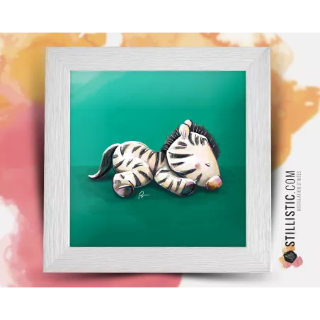 Cadre carré avec Illustration Zèbre pour Chambre Enfant bébé 25x25cm