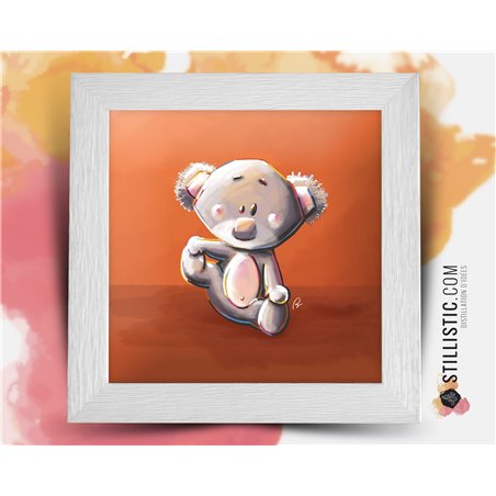 Cadre carré avec Illustration Koala pour Chambre Enfant bébé 25x25cm