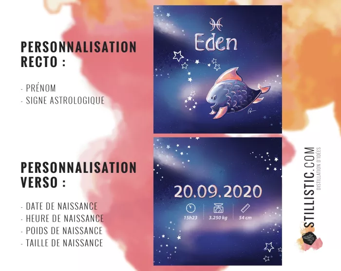 Précommande - Coupon tissu Coussin de naissance Astrologie Sans substances nocives à découper et coudre