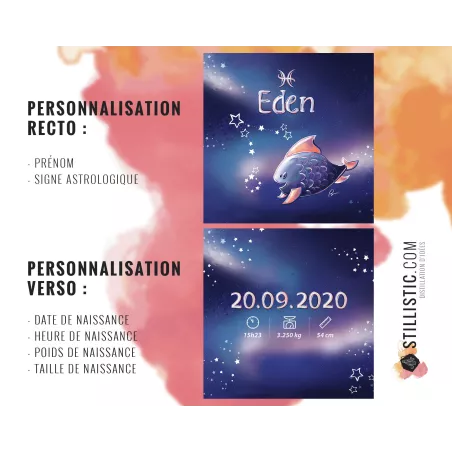 Précommande - Coupon tissu Coussin de naissance Astrologie Sans substances nocives à découper et coudre