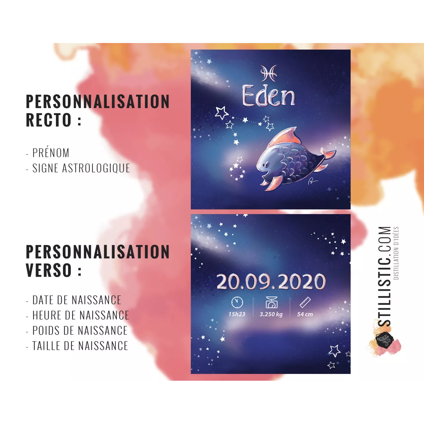 Précommande - Coupon tissu Coussin de naissance Astrologie Sans substances nocives à découper et coudre