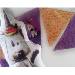 Coupon tissu Sans substances nocives à découper et coudre pour fabrication coussin animal (ou bouillotte sèche) licorne + guirla