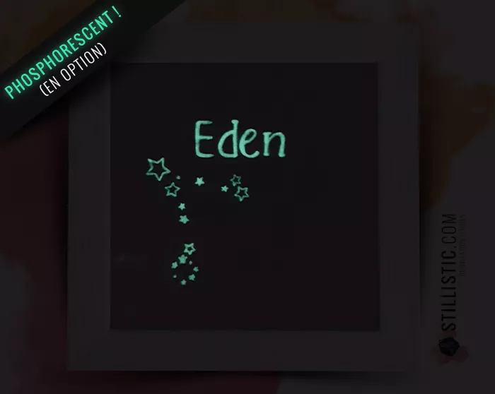 Cadre carré avec Illustration signe astrologique taureau phosphorescent pour Chambre Enfant bébé 25x25cm