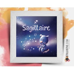 Cadre carré 25x25 cadeau naissance avec illustration ours polaire et  étoiles pour chambre enfant bébé : illustrations-dessins par stillistic