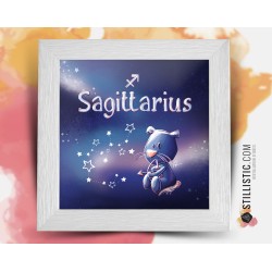 Cadre carré avec Illustration signe astrologique sagittaire phosphorescent pour Chambre Enfant bébé 25x25cm