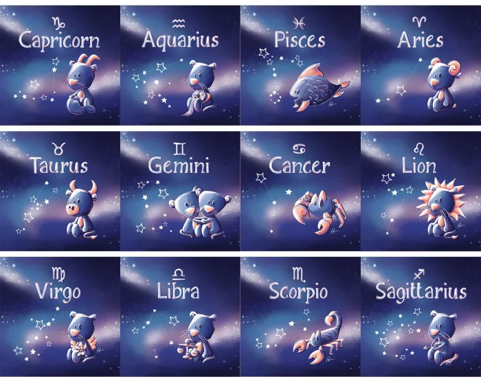 Cadre carré avec Illustration signe astrologique lion phosphorescent pour Chambre Enfant bébé 25x25cm