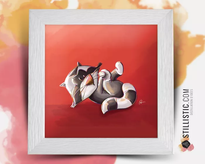 Cadre carré avec Illustration Raton-laveur pour Chambre Enfant bébé 25x25cm