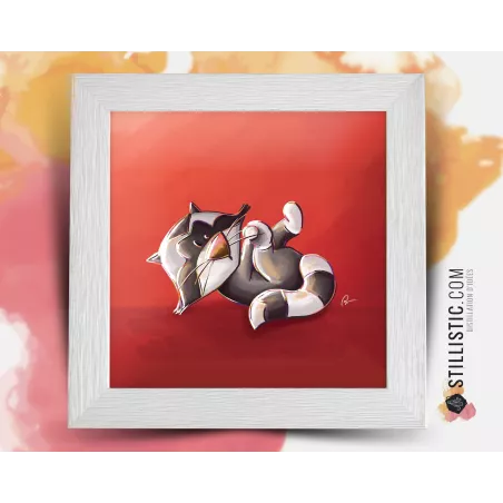 Cadre carré avec Illustration Raton-laveur pour Chambre Enfant bébé 25x25cm