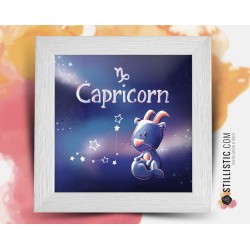 Cadre carré avec Illustration signe astrologique capricorne phosphorescent pour Chambre Enfant bébé 25x25cm