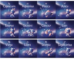 Cadre carré avec Illustration signe astrologique cancer phosphorescent pour Chambre Enfant bébé 25x25cm