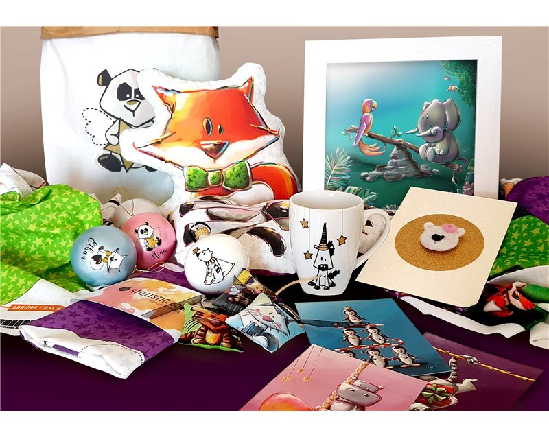 Carte de voeux papier 350g avec Illustration Originale Bébé Panda et sucres d'orge pour Noël Nouvel An Fêtes de fin d'année