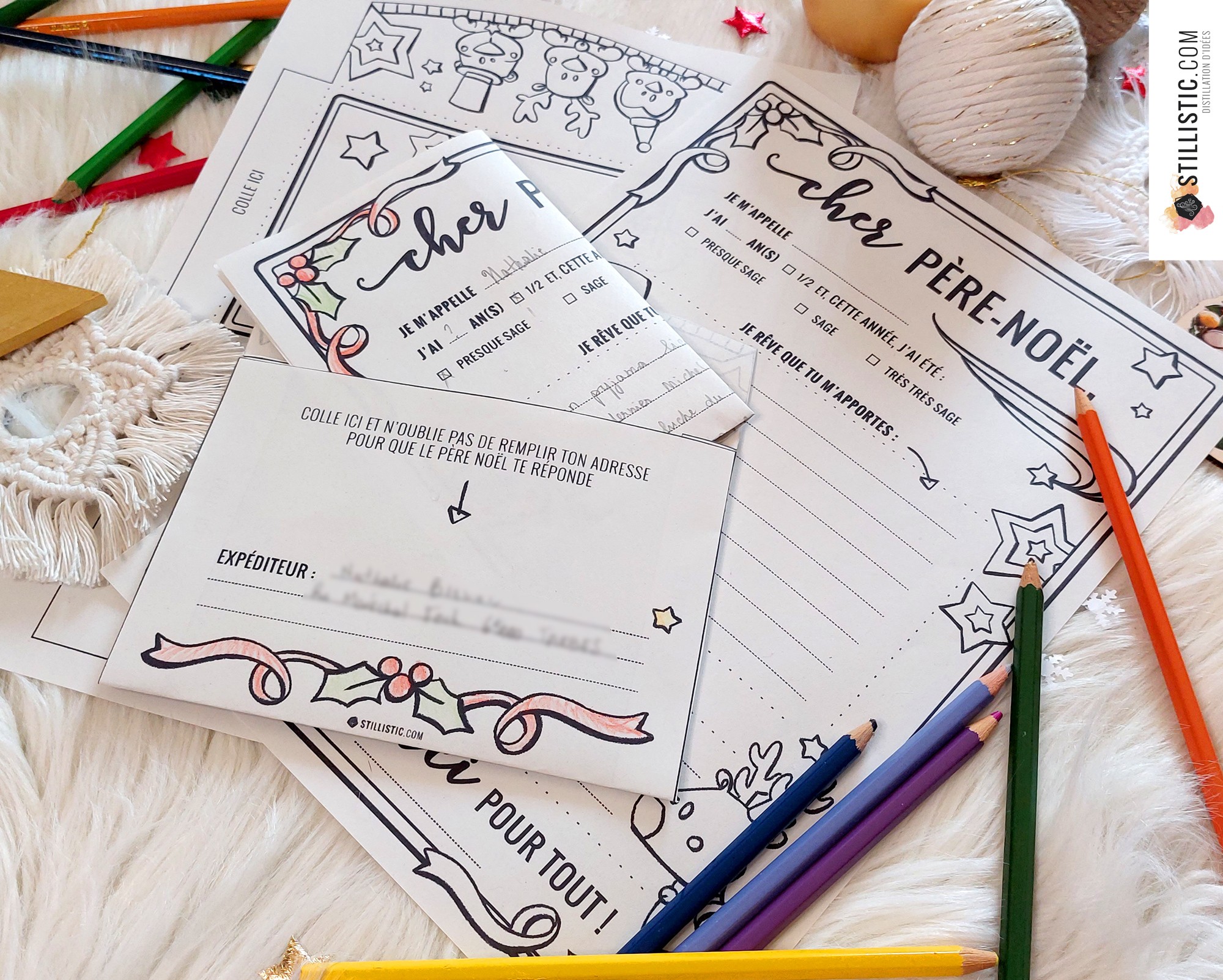 Lettre au Père Noël à imprimer et colorier pour enfants
