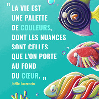 *** PALETTE DE COULEURS ***

Et voici la citation de Joëlle Laurencin en entier, tellement elle est jolie : 
"La vie est une palette de couleurs, dont les nuances sont celles que l'on porte au fond du cœur. La vie est une palette de saveurs, composée d'un peu de soi-même, d'un peu de l'autre, qui misent bout à bout, représente le chef-d'oeuvre ultime de l'humanité. La vie est amour au quotidien mais elle est avant tout le reflet que l'on lui donne."
Que dire de plus ? Vous aimez ?

Illustrations colorées | Poissons bonbons | Créatrice et illustratrice française | Illustration jeunesse